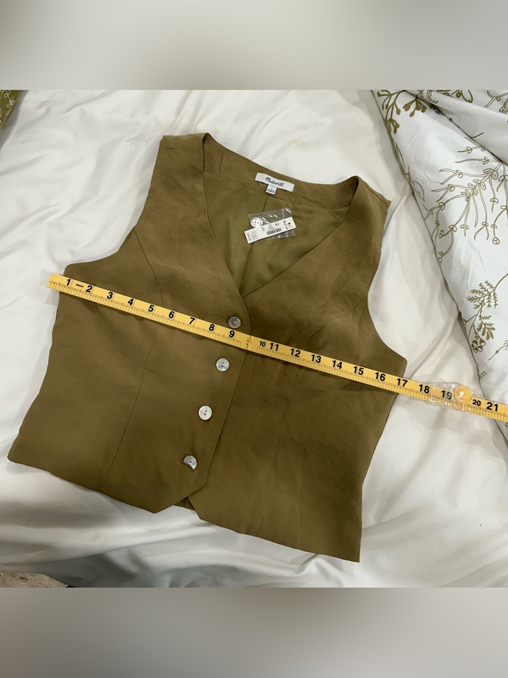 Madewell Linen Blend Vest Size 4 NWT Cottagecore Boho Button Front Top